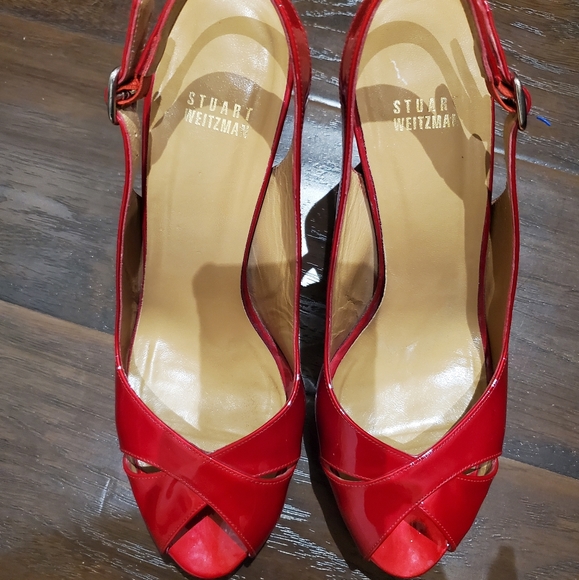Ladies Stuart Weitzman Red Platform shoes - Picture 1 of 3